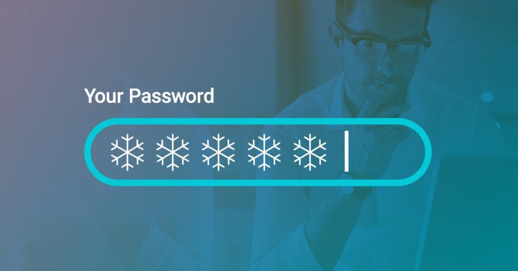 blue website banner with the words "your password" and a box with asterisks inside