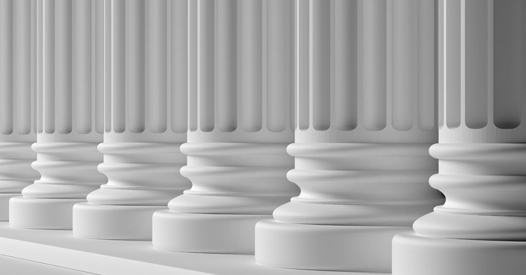 6 White marble pillars side by side