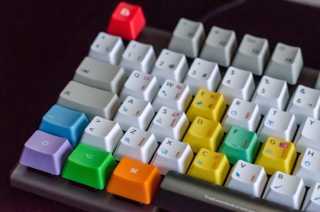 Multicolored keyboard slightly blurred out of focus